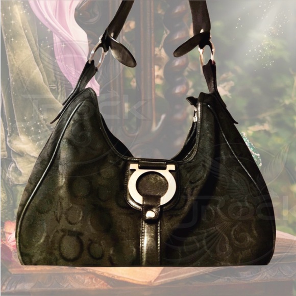 Salvatore Ferragamo Handbags - Ferragamo Black Leather Fabric shoulder Bag. Professionally restored. Dust bag